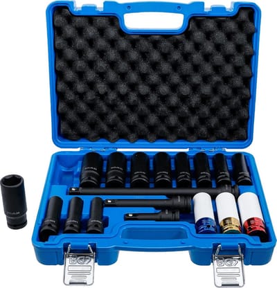 Slagsleutel opzetstuk Set 1/2 inch 18-delig Zeskant en Wielmoerdoppen