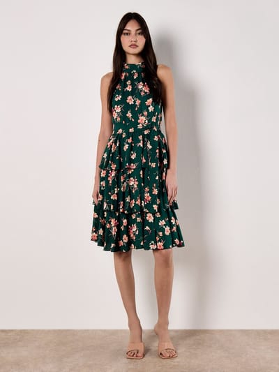 Geblümtes Minikleid mit Neckholder-Ausschnitt