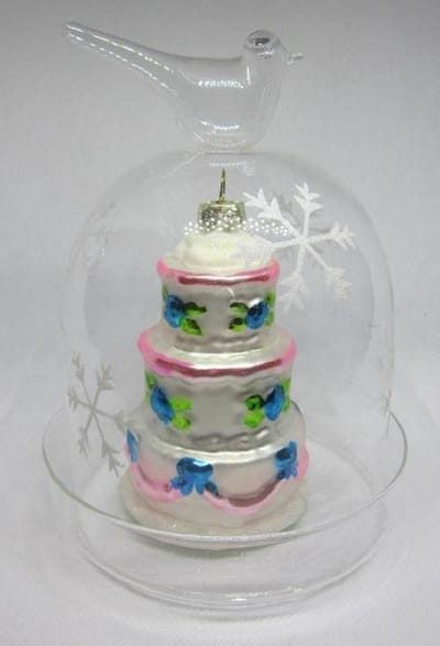 ZoeZo Design - 2 stuks - glas - kerststolp - stolp - met decoratie - boompje - roze - blauw - diverse - assorti - H13 x 10 cm Ø