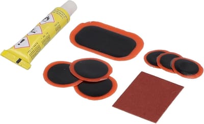 Reparatieset Banden - Bandenplak Set - Fietsbanden Repareren - Inclusief Bandenlichters - 9 Delig - Wit