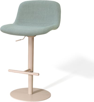 Nolon Niva-Mats Draaibare Tulp Barkruk Saliegroen - Verstelbaar - Beige Onderstel - Stoffen - Modern -Barstoel