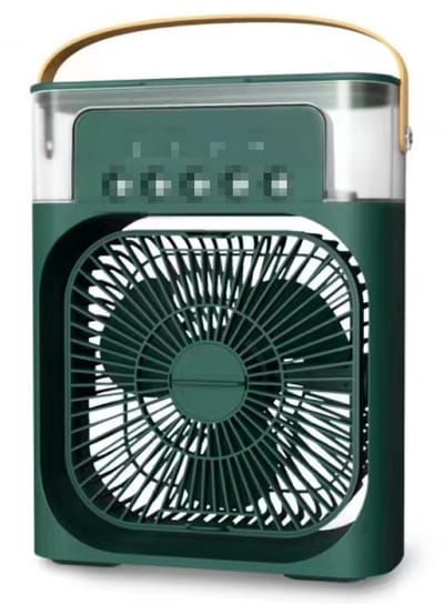 Persoonlijke verdampingskoelventilator, draagbare mini airco ventilator met 7 kleuren led-verlichting, 1/2/3 uur timer, 3 windsnelheden en 3 sproeimodi voor bureau, nachtkastje en salontafel 19.5*14*6.CM