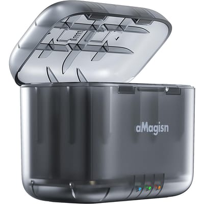 Chargeur de batterie à 2 emplacements aMagisn AD13-A Boîtier de chargement de batterie portable Boîtier de chargement de batterie avec TF noir