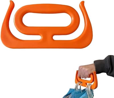 Handvat voor boodschappentas - Ergonomische, stevige draagondersteuning voor tassen - Vermindert vermoeidheid van de handen (oranje, voor alle soorten tassen)