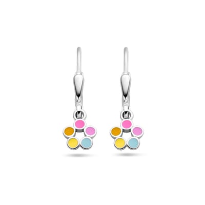 Zilver Gerhodineerd Oorhangers Bloem Brisur Haak 1337862