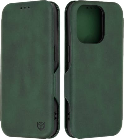 Hoesje geschikt voor Apple iPhone 15 Pro - Techsuit Safe+ Book Wallet Case - Donkergroen