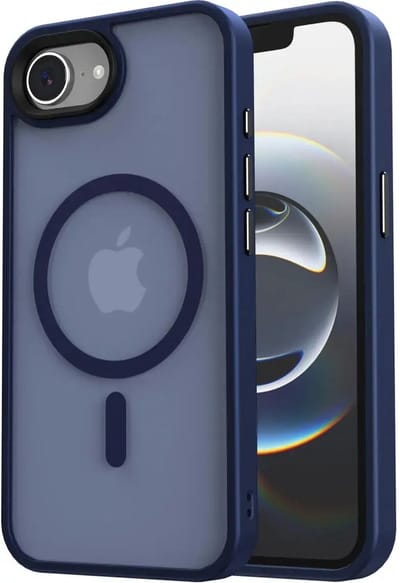 Hoesje Geschikt voor iPhone 17e / 16e - Compatibel met MagSafe / Qi2 - Matte Beschermhoes - Back Cover met Magneet - Blauw