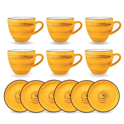 Wilmax Koffie Kopjes & Schotels Set 140 ml Gekleurd, 6-delig WL-669435/AB6