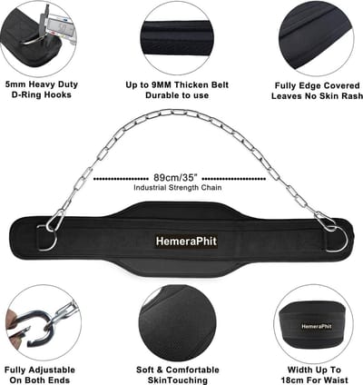 Pull Up rugondersteuning verzwaarde riem met ketting voor power training - vrouwen en mannen dip belt