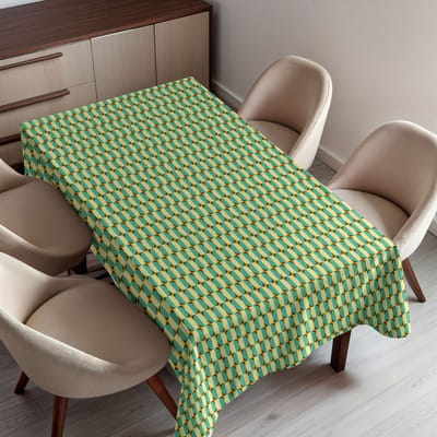 ABAKUHAUS Geometrisch Tafelkleed, Gemakkelijk Onderhoud met State-of-the-Art Druktechnologie Wasbaar en Gepersonaliseerd, 140 x 200 cm, Cream Seafoam