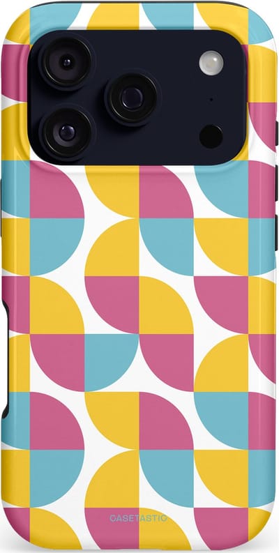 Casetastic hoesje geschikt voor Apple iPhone 17 Pro - MagSafe - Dubbellaagse bescherming - Cirkeldroom - Fashion Case - Goud Roze Lichtblauw Wit
