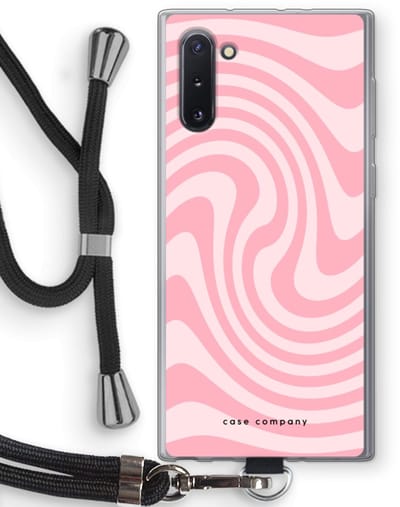 Case Company® - Hoesje met koord geschikt voor Samsung Galaxy Note 10 hoesje met Koord - Swirl Roos - Telefoonhoesje met Zwart Koord - Bescherming aan alle Kanten en Over de Schermrand