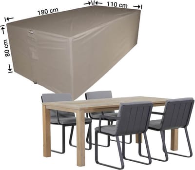 Raffles Covers Tuinsethoes - 180 x 110 H: 80 cm - RDS180110 - Waterdicht - Ademend - UV-bestendig - Elastisch rijgkoord - Beschermhoes tuinmeubelen - Hoes voor tafel en stoelen