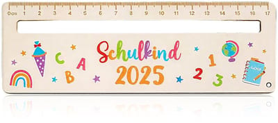 Houten Leeshulp - Kinder Liniaal - Eerste Schooljaar - Regenboog Kleuren - 18 x 6 cm