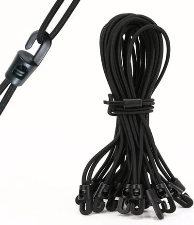 Tension Expander Set met 20 Stuks Bungee Koorden en Haakjes voor Luggage, Camping en Outdoor Activiteiten - 26 cm Latex Rubber Riemen voor Huishouden en Fietsen