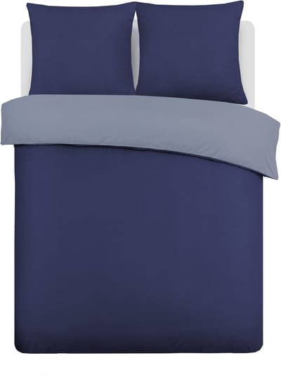VISION Bicolor - Tweezijdig omkeerbaar Dekbedovertrekset - 100% katoen: zacht en soepel - Tweepersoons - Dekbedovertrek 155 x 220 cm met 2 bijhorende slopen 80 x 80cm - Grijs / Blauw - Oekotex gecertificeerd