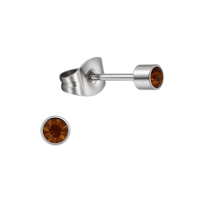 Aramat Jewels | Oorbellen | Mini oorstekers topaasbruin kristal – 3mm RVS | | | |3mm | Staal | Kinderen, Volwassenen | Verkleurd niet
