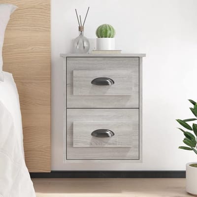 Nachtkastje Zwevend - Wandkastje Lade - Slaapkamer Opbergen - Met 2 Lades - 415x36x53 cm - Grijs Sonoma