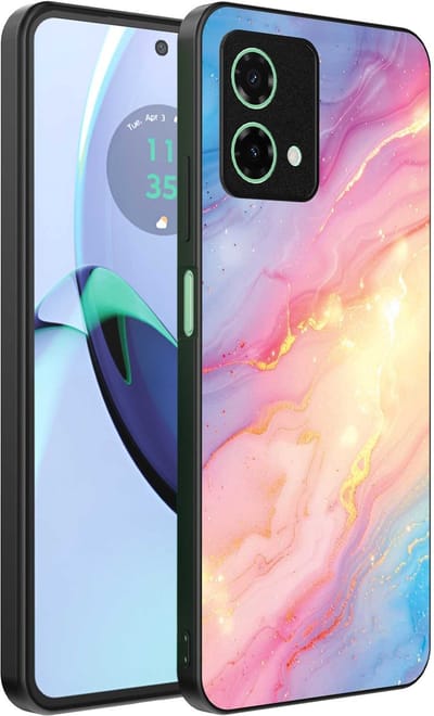 Geschikt voor Motorola Moto G84 Telefoonhoesje met Regenboog Glitter Marmer Opdruk - TPU Backcover Case Rainbow Glitter Marble Design - Smartphonica geschikt voor Motorola Moto G84