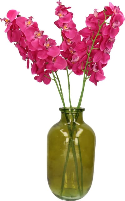 Mica Decorations Kunstbloemen boeket Orchidee - 5 stelen - diep roze - 71 cm - Kunst zijdebloemen