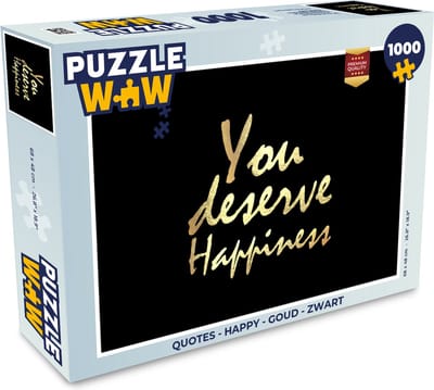 Puzzel Quotes - Happy - Goud - Zwart - Legpuzzel - Puzzel 1000 stukjes volwassenen
