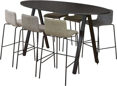 Bartafel Victory Ellips hoog 220x110 cm frame Aluminium (RAL9006) blad Noten Hickory