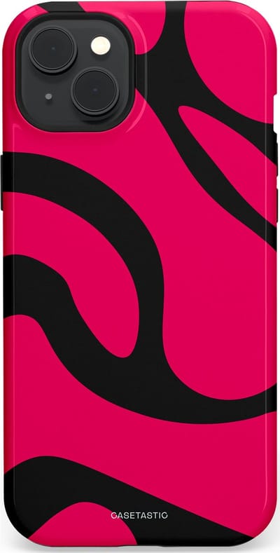 Casetastic hoesje geschikt voor Apple iPhone 15 Plus - MagSafe - Dubbellaagse bescherming - Zwart Roze Mamba Golven - Fashion Case - Roze Zwart