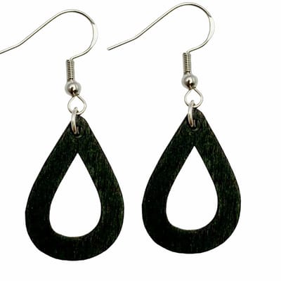 Oorbellen- Hout- zwart- Zilver Fleron -Charme Bijoux