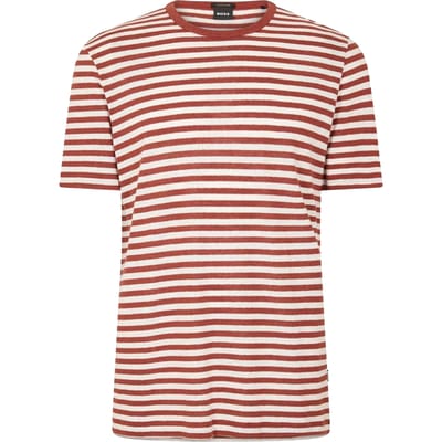 Boss T-shirt met strepen voor heren van Tiburt (Bruin)