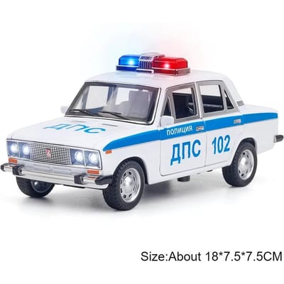 1:Schaal 24 Speciale Lada 2106 Politiewagen Model Speelgoed Legering Carrosserie Rubberen Banden Metaal Diecast 110 Explosiebestendige Voertuigmodellen gray