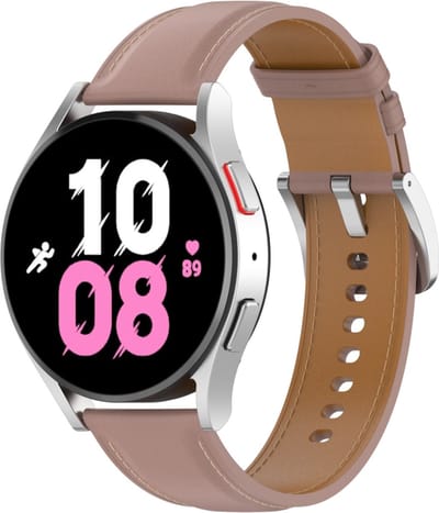 Leren bandje - geschikt voor Garmin Venu (2 Plus) / Venu SQ (2) / Vivomove (Style - Sport) / Vivoactive 3 / 5 / 6 / Forerunner 55 / 165 / 245 / 645 / 570 - 42mm - zachtroze