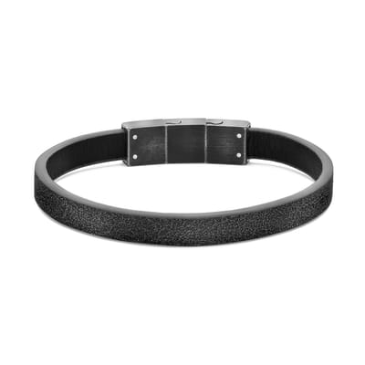7FB-0849 – Frank 1967 – Heren Armband – Leren Armband – Zwart – Met Stalen Delen – Vintage