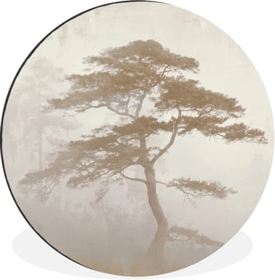 WallCircle - Wandcirkel - Muurcirkel - Boom - Oosterse stijl - Landschap - Aluminium - Dibond - 30x30 cm - Binnen en Buiten