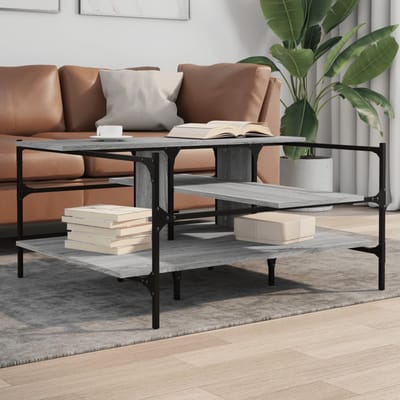 vidaXL - Salontafel - 100x100x48,5 - cm - bewerkt - hout - grijs - sonoma