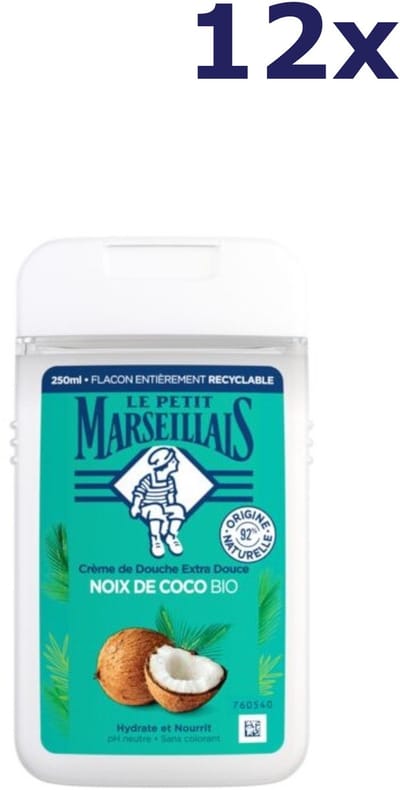 12x Le Petit Marseillais douchegel 250ML Noix de coco BIO