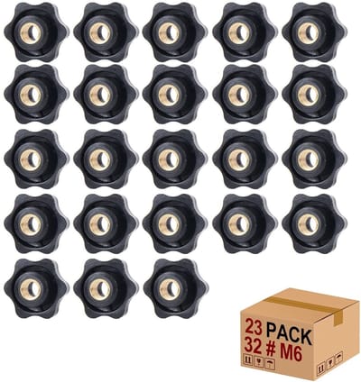 Nut voor M6 x 32 mm Draad - Set van 23 Stuks, Grip Knop, Knurled Moer en Klemmoer voor Machines