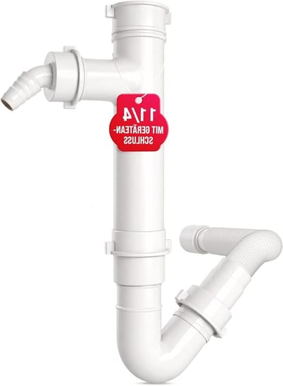 Wastafel Sifon - Afvoer Aansluiting - Dubbele Afvoer - Flexibele Kunststof - 1 1/4 Inch - Grijs