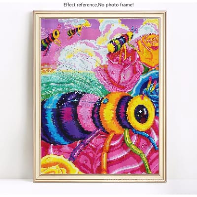 Peinture Diamant 5D Forage Complet Rond Animaux Mosaïque Diamant Abeille Hobby Et Artisanat Photos 20X30 blue