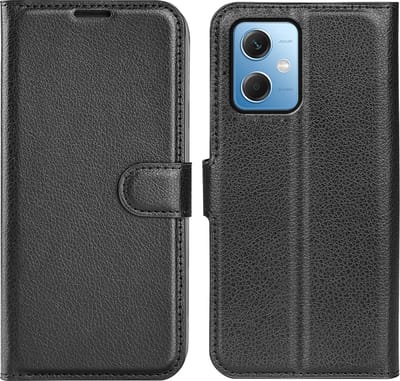 MobyDefend Hoesje - Geschikt voor Xiaomi Redmi Note 12 5G - Kunstleren Wallet Book Case (Sluiting Voorkant) - Zwart
