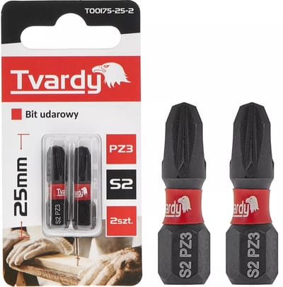 Tvardy Impact bit PZ3 - S2 staal - 25 mm - set van 2 - magnetische tip