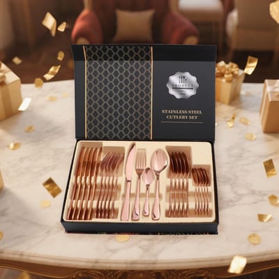 Dailygoods- Bestekset 24-delig - Roestvrij Staal - Spiegelafwerking - Steakvork/Lepelset - Elegant - Comfortabele Grip - Eetgerei
