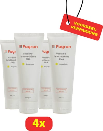 Fagron Vaselinelanettecrème FNA - 4 x 100 gr - Voordeelverpakking
