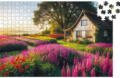 Milliwood - LS332 Houten Puzzel 3XL Lavendel Tuinhuis | 3D Puzzels bouwpakket | Hobby Speelgoed voor kinderen & volwassenen | Wanddecoratie Woonkamer | 580 stukjes 51x34cm | In luxe geschenkdoos