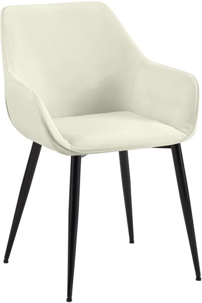 CLP Luena Eetkamerstoel - met armleuning - zwart metalen frame - tot 150 kg belastbaar - Stof/creme
