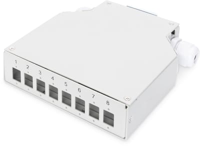 DIGITUS DN-96891 Din Rail Splice Box for 8 LC/DX couplers Color grey