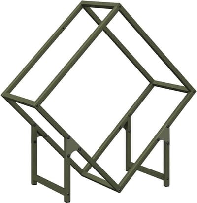 Houtopslagrek voor Brandhout 60x25x60 cm Gepoedercoat Staal Olijfgroen