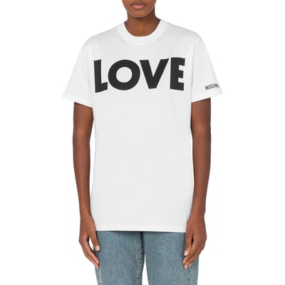 Moschino Love Organic Jersey T-shirt White Size: XXS | T-Shirts Outlet | Dames | Wit