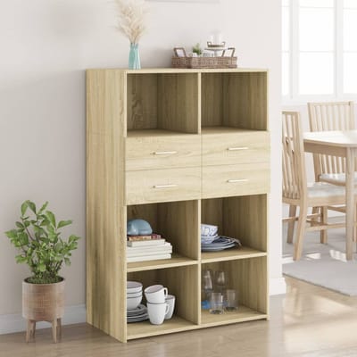 vidaXL - Hoge - kast - 80x42,5x124 - cm - bewerkt - hout - sonoma - eikenkleurig