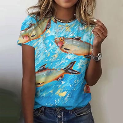 Zomer Mannen T-shirt 3D Print Vis T-shirts Vrouwen Streetwear Casual Mode Y2k Korte Mouw T-shirt O-hals T-shirts Tops Kleding 6XL blue