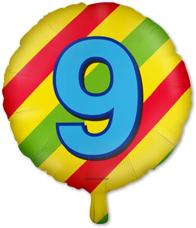 LUQ – Folie Ballon Happy Party 9 Jaar – Veelkleurig Design – Luxe Verjaardag Decor – Feest Versiering – Helium Ready